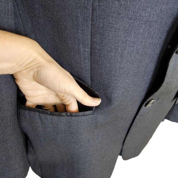 Vintage 1998 Lauren Ralph Lauren Wool Blazer Suit Coat Jacket Dark Gray Size 40R - Picture 6 of 13